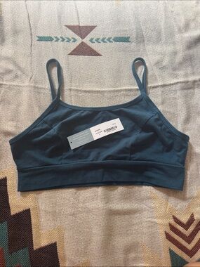 Blue canoe yoga bra  organic cotton dark marine turquoise blue women’s L NEW